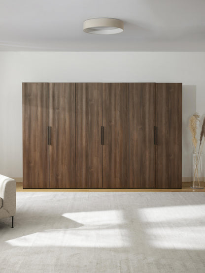 Simone Modular Hinged-Door Wardrobe, 300 cm Wide, in Various Sizes