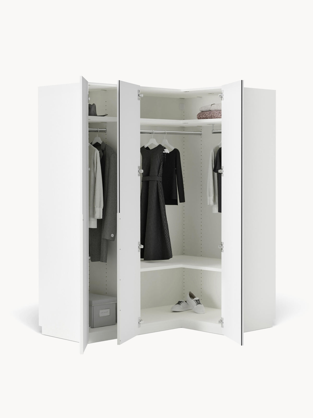 Leon Modular Corner Wardrobe, 165 cm Wide, in Various Sizes