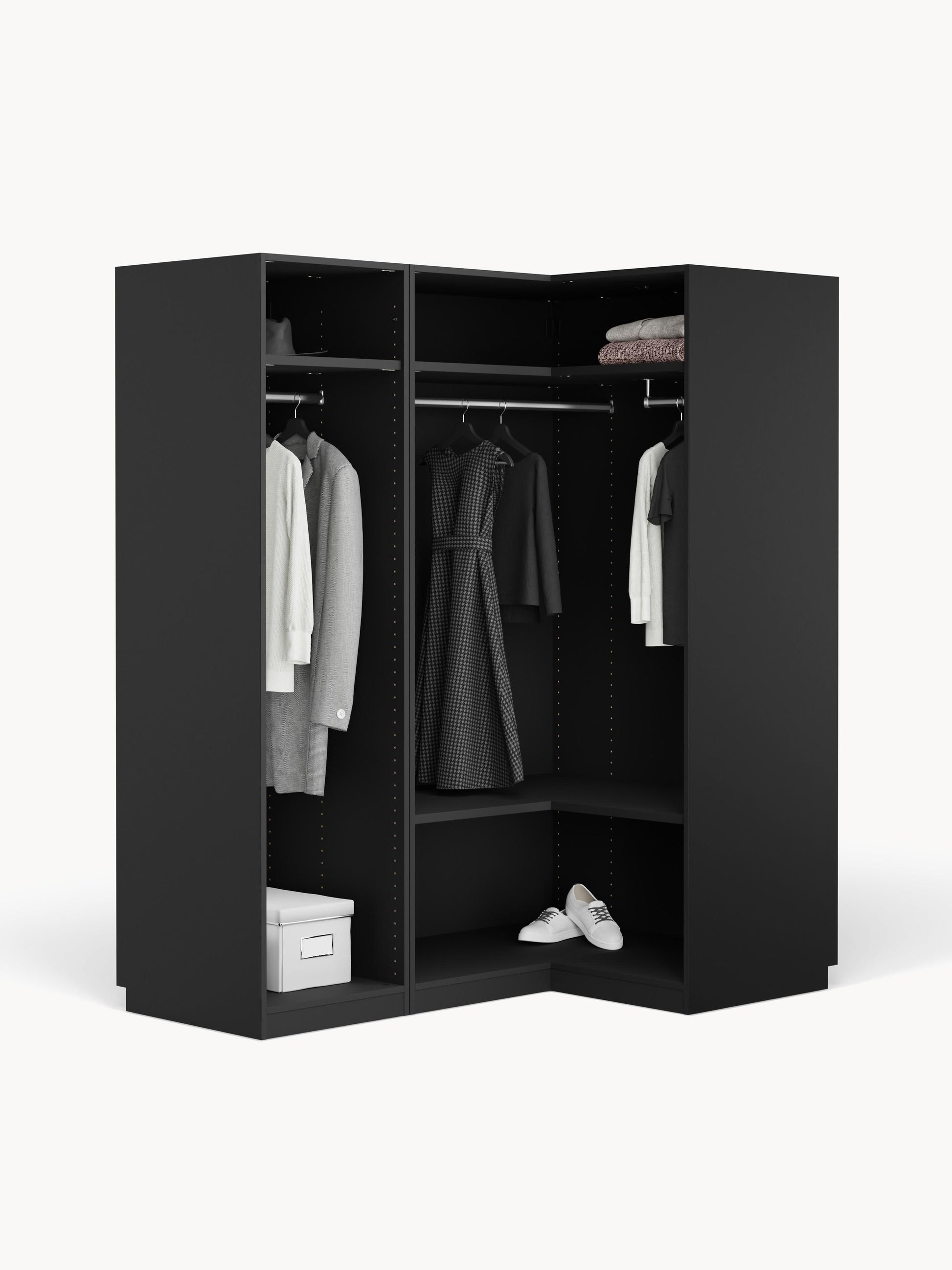 Simone Modular Corner Wardrobe, 165 cm Wide, in Various Sizes