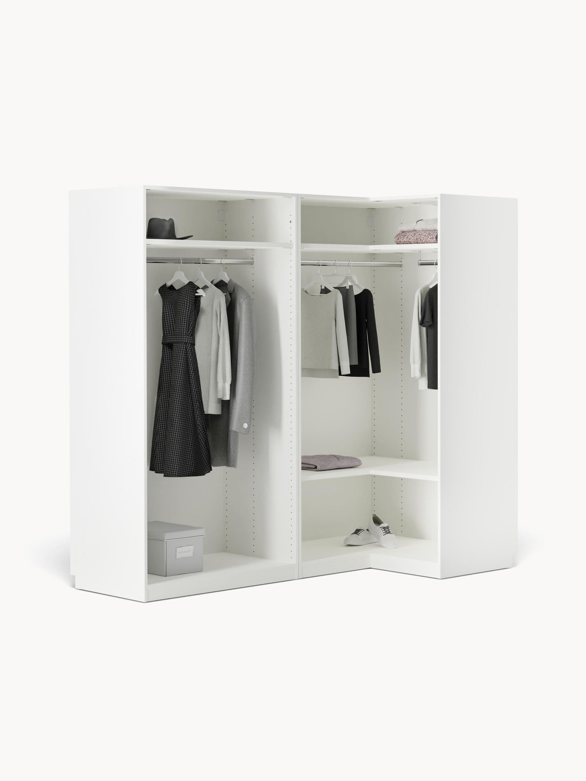 Simone Modular Corner Wardrobe, 215 cm Wide, in Various Sizes