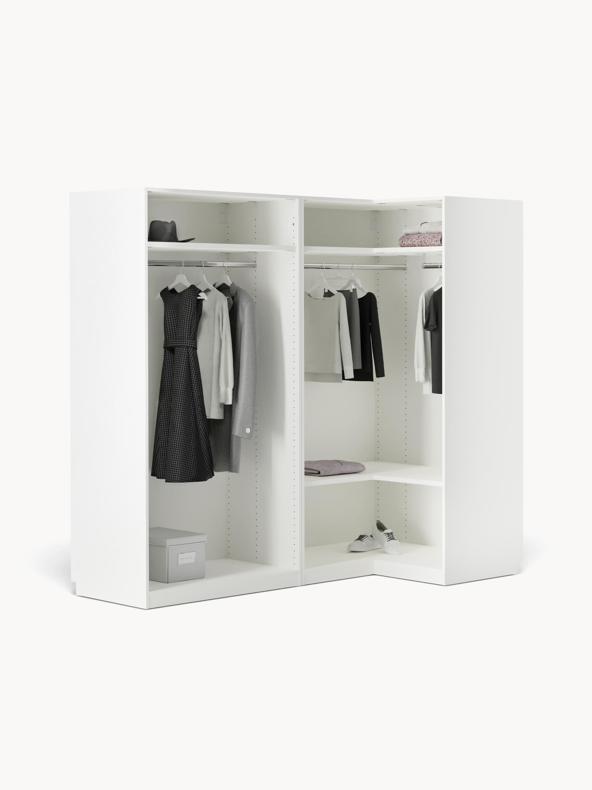 Simone Modular Corner Wardrobe, 215 cm Wide, in Various Sizes