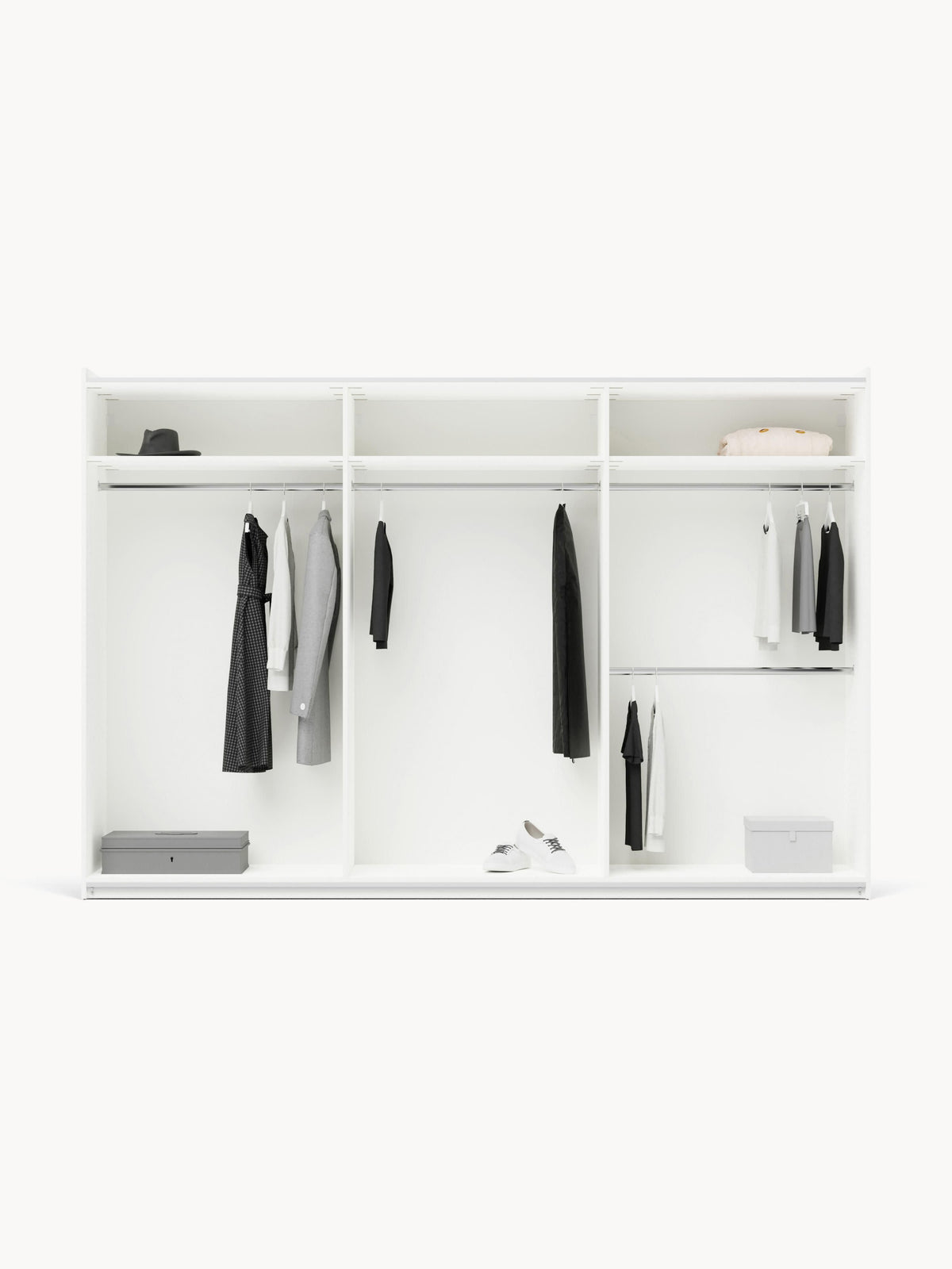 Simone Modular Sliding-Door Wardrobe, 300 cm Wide, in Various Sizes