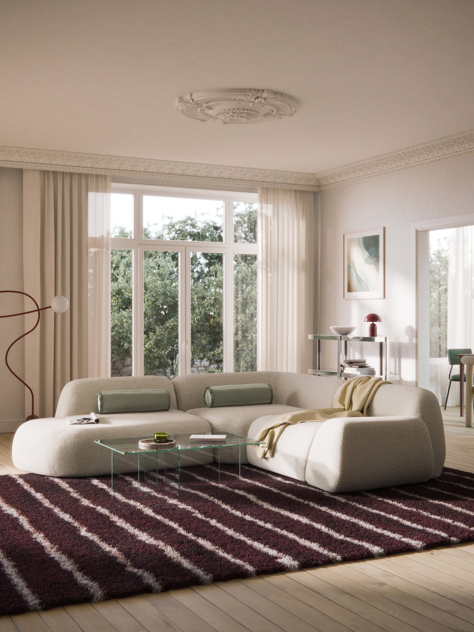 Wolke Modular Bouclé Corner Sofa (4-Seater) with Chaise Longue