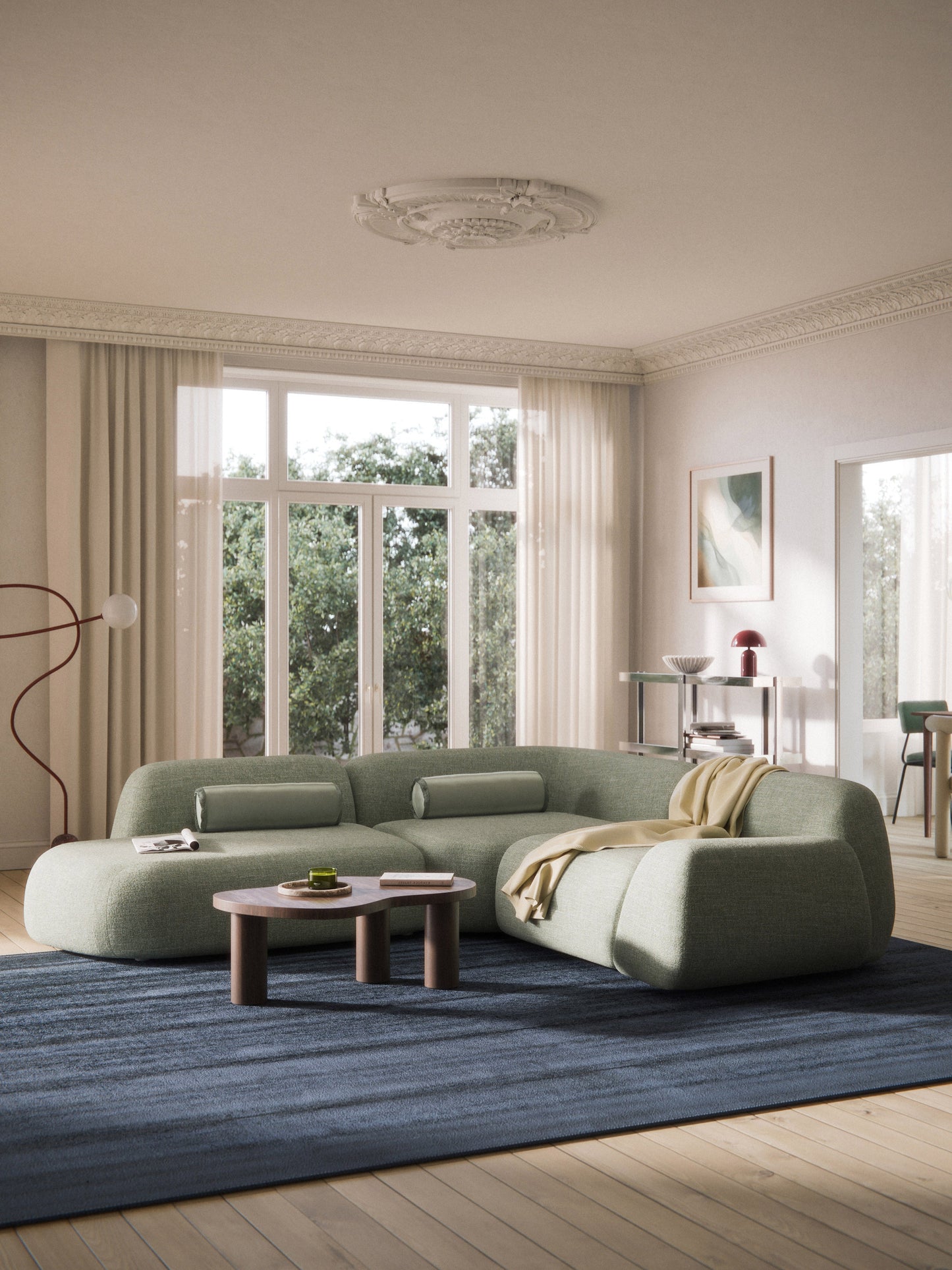 Wolke Modular Bouclé Corner Sofa (4-Seater) with Chaise Longue