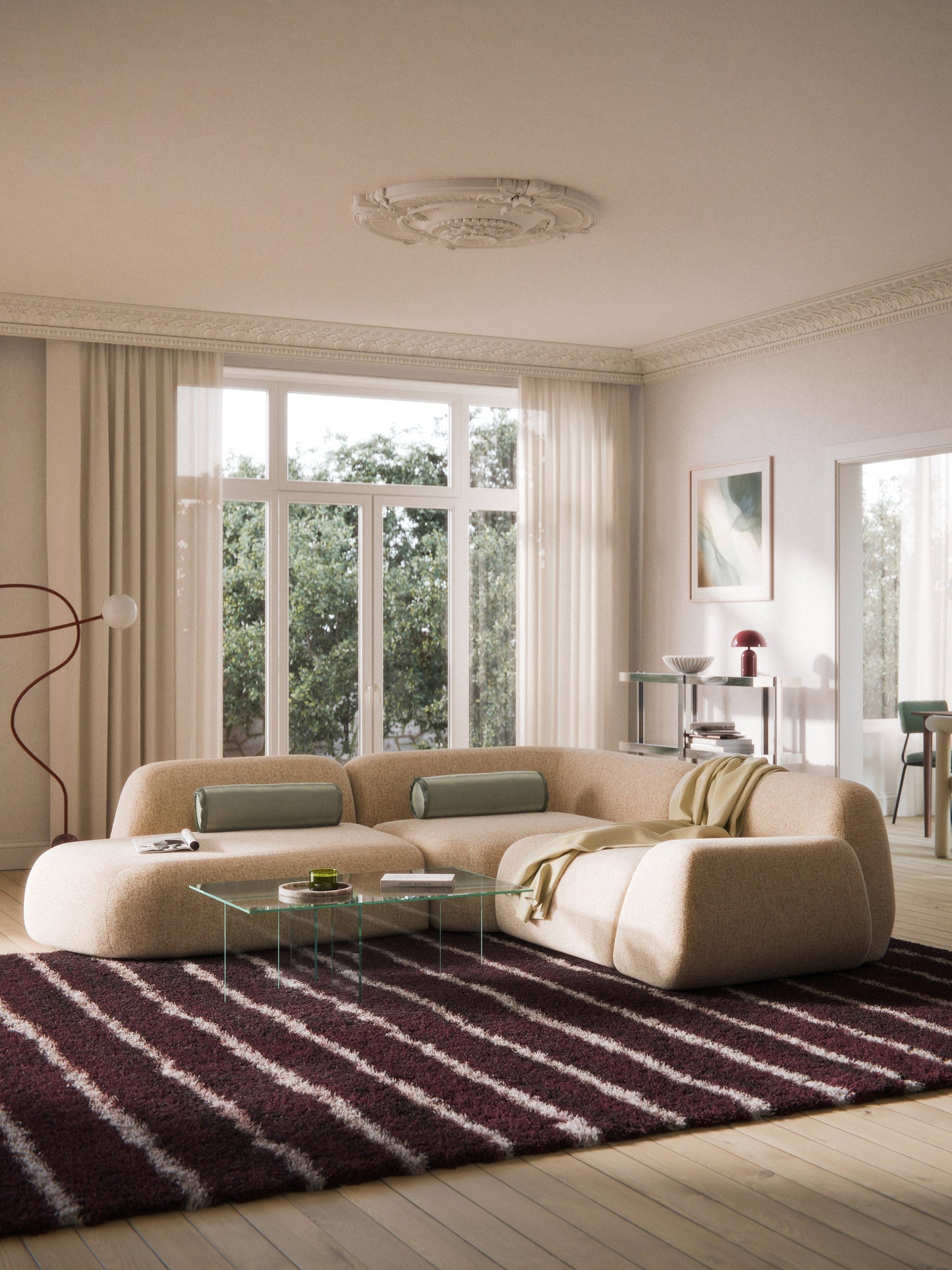 Wolke Modular Bouclé Corner Sofa (4-Seater) with Chaise Longue