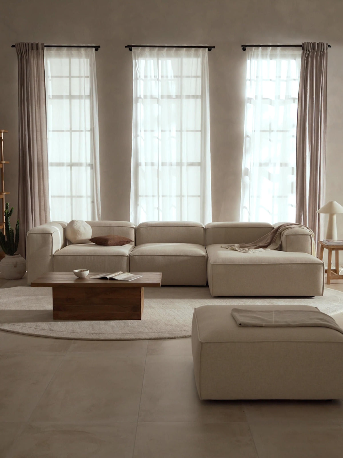 Lennon Modular Corner Sofa (4-Seater) in Linen Blend