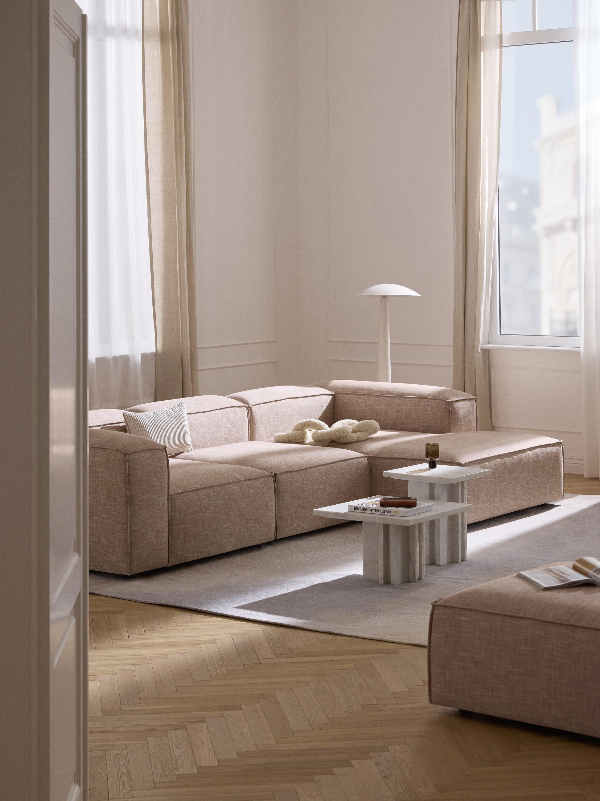 Lennon Modular Corner Sofa (4-Seater) in Linen Blend