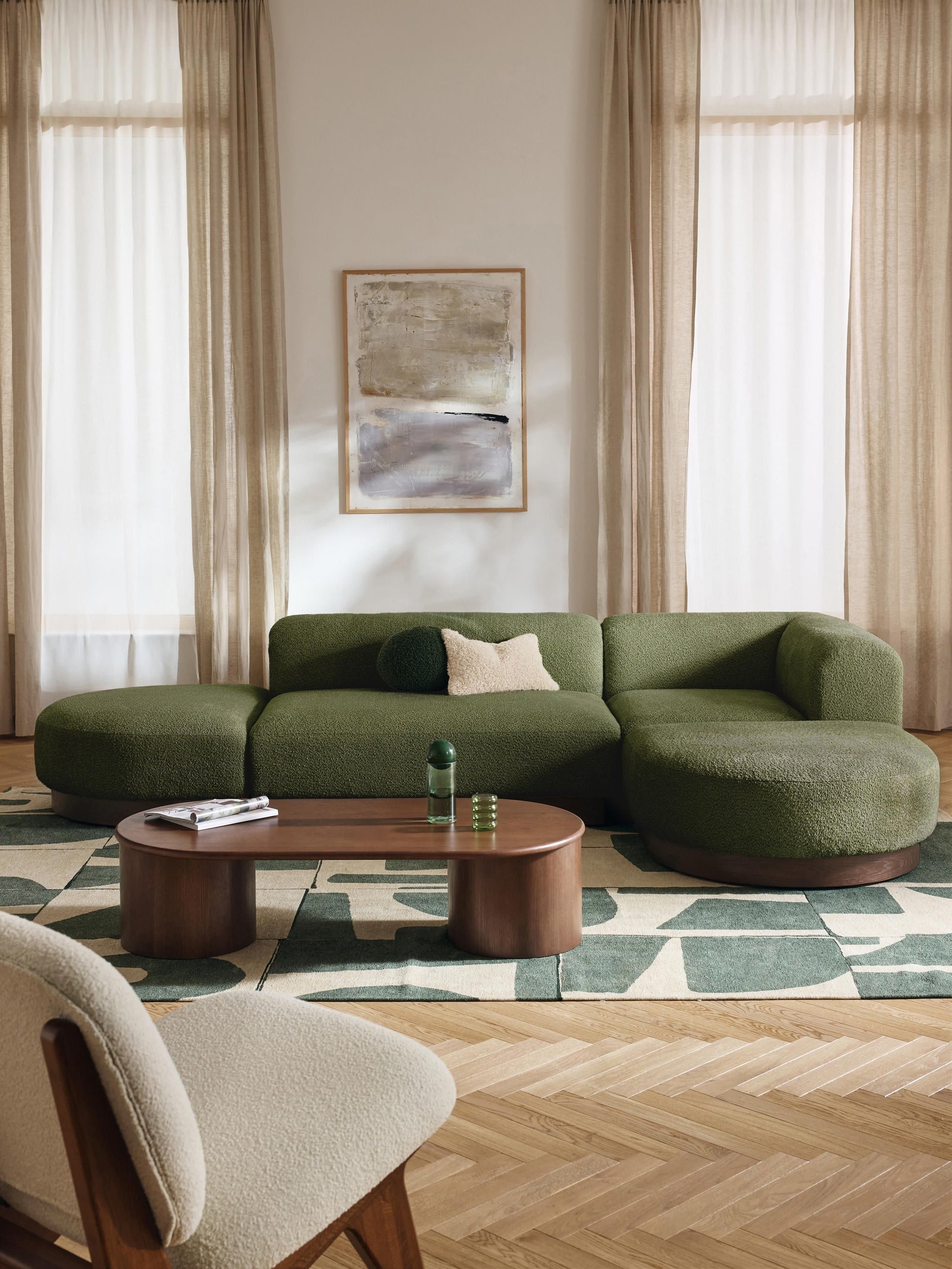 Natalie Modular Corner Sofa in Teddy Bouclé