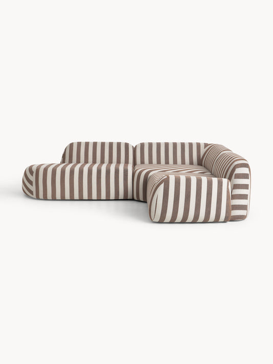 Wolke Modular Striped Corner Sofa (4-Seater) with Chaise Longue