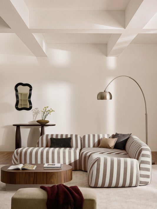Wolke Modular Striped Corner Sofa (4-Seater) with Chaise Longue