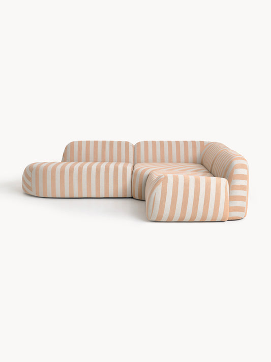 Wolke Modular Striped Corner Sofa (4-Seater) with Chaise Longue