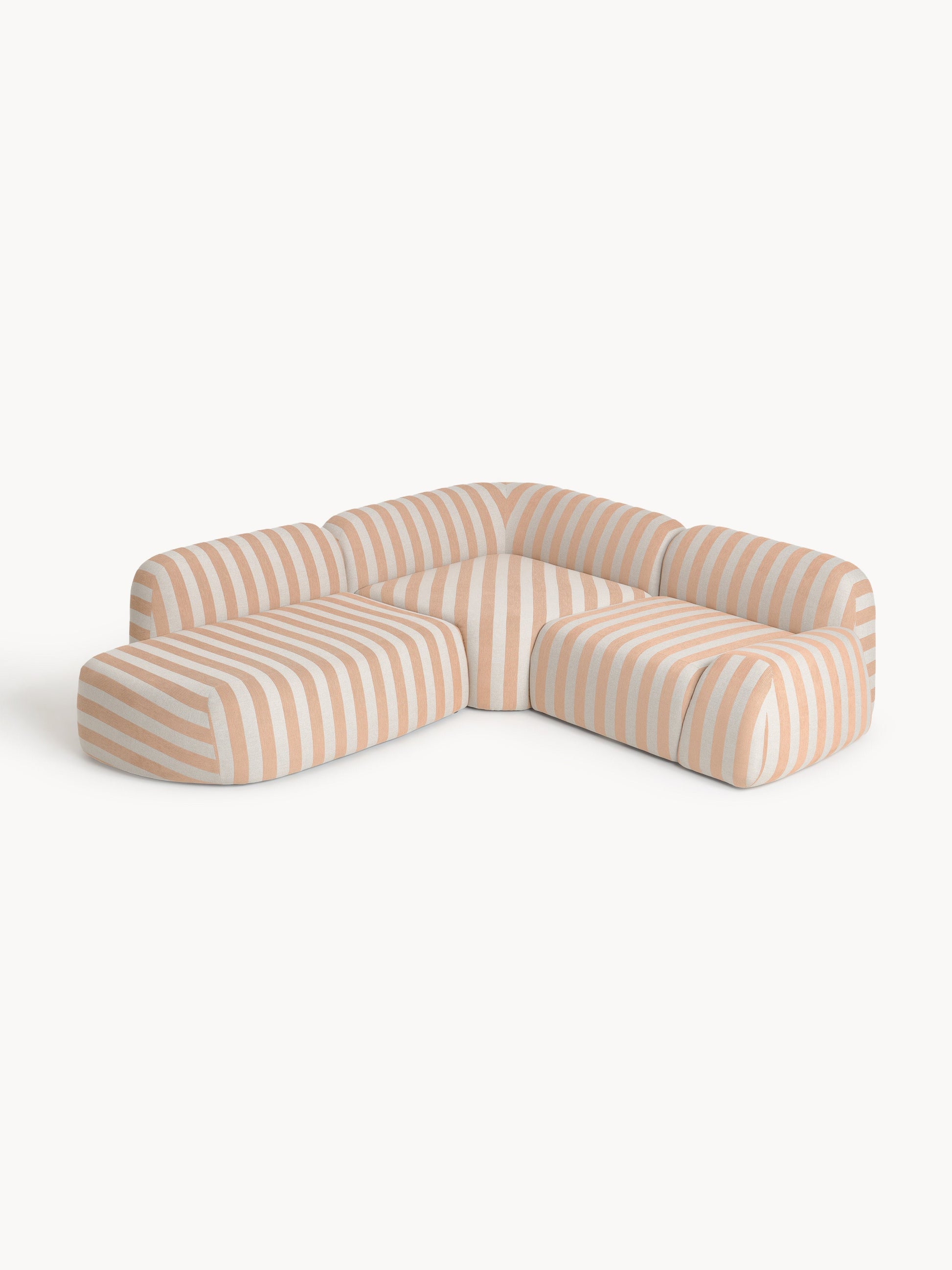 Wolke Modular Striped Corner Sofa (4-Seater) with Chaise Longue