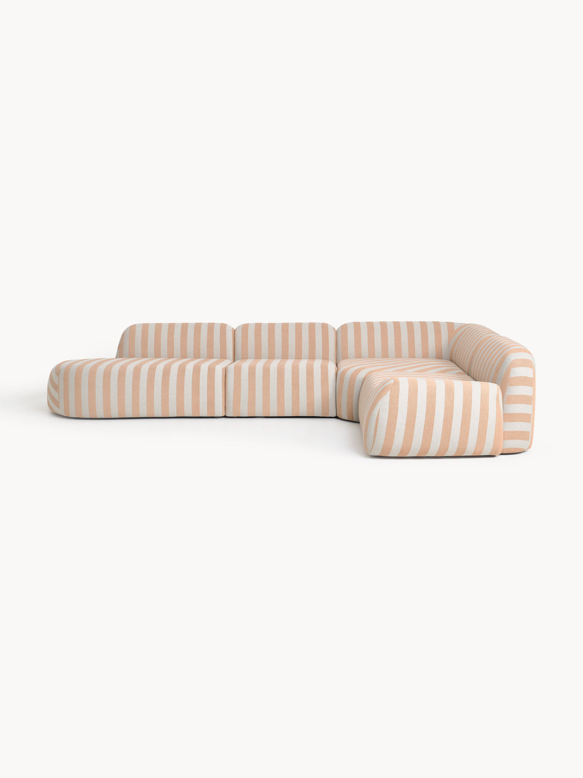 Wolke Modular Striped XL Corner Sofa with Chaise Longue