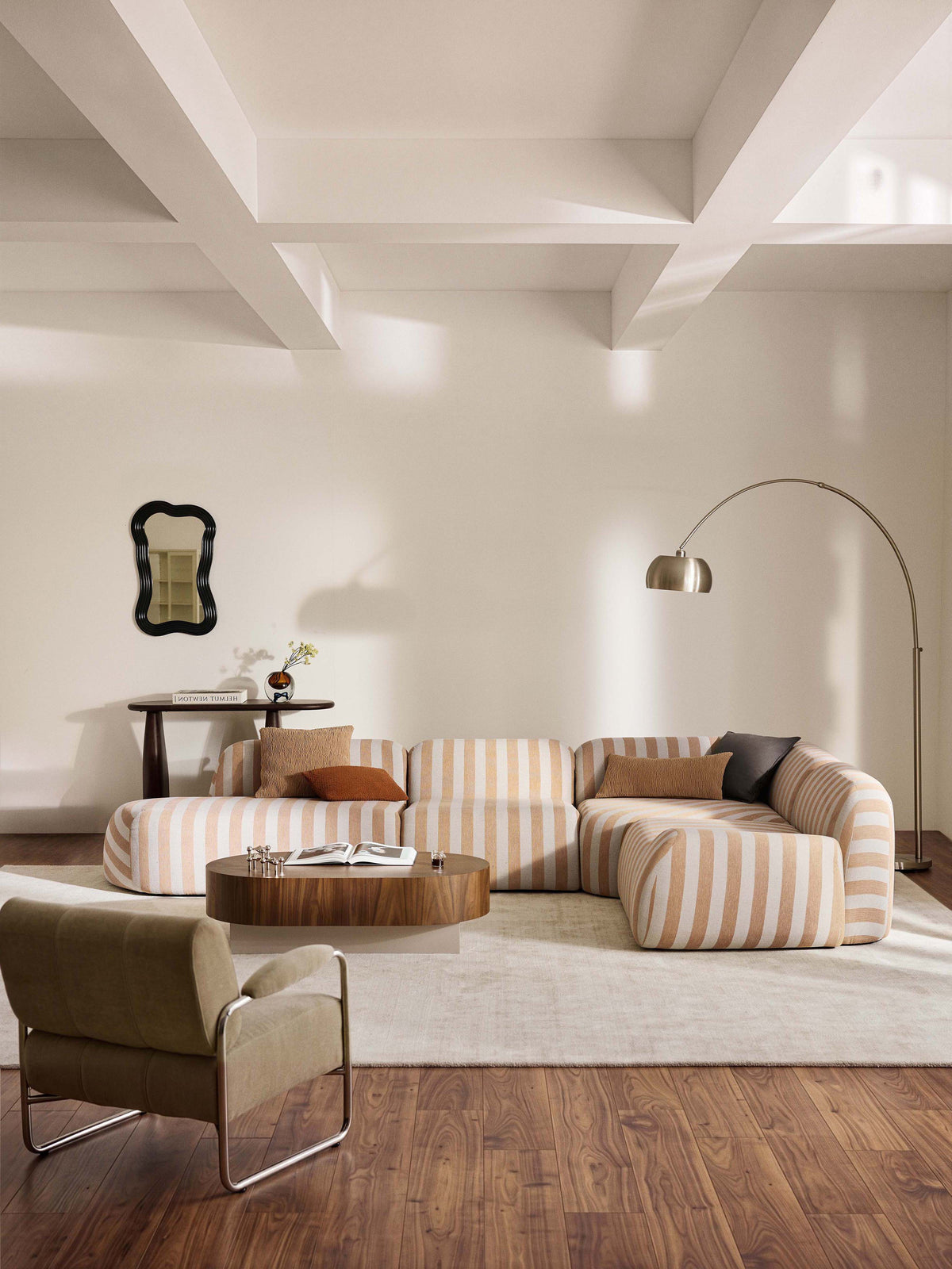 Wolke Modular Striped XL Corner Sofa with Chaise Longue