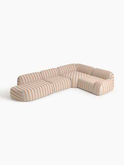 Wolke Modular Striped XL Corner Sofa with Chaise Longue