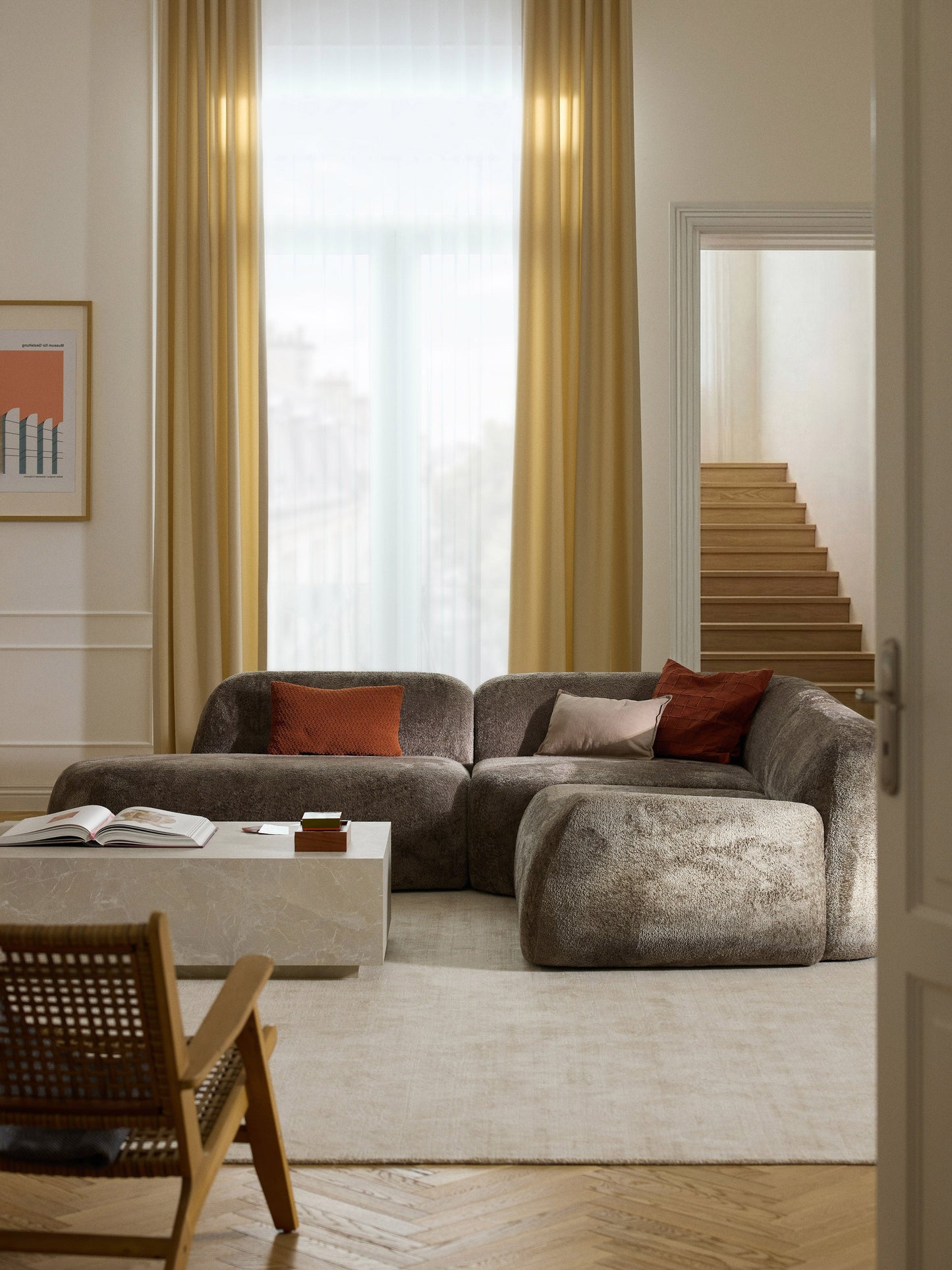 Wolke Modular Teddy Bouclé Corner Sofa (4-Seater) with Chaise Longue