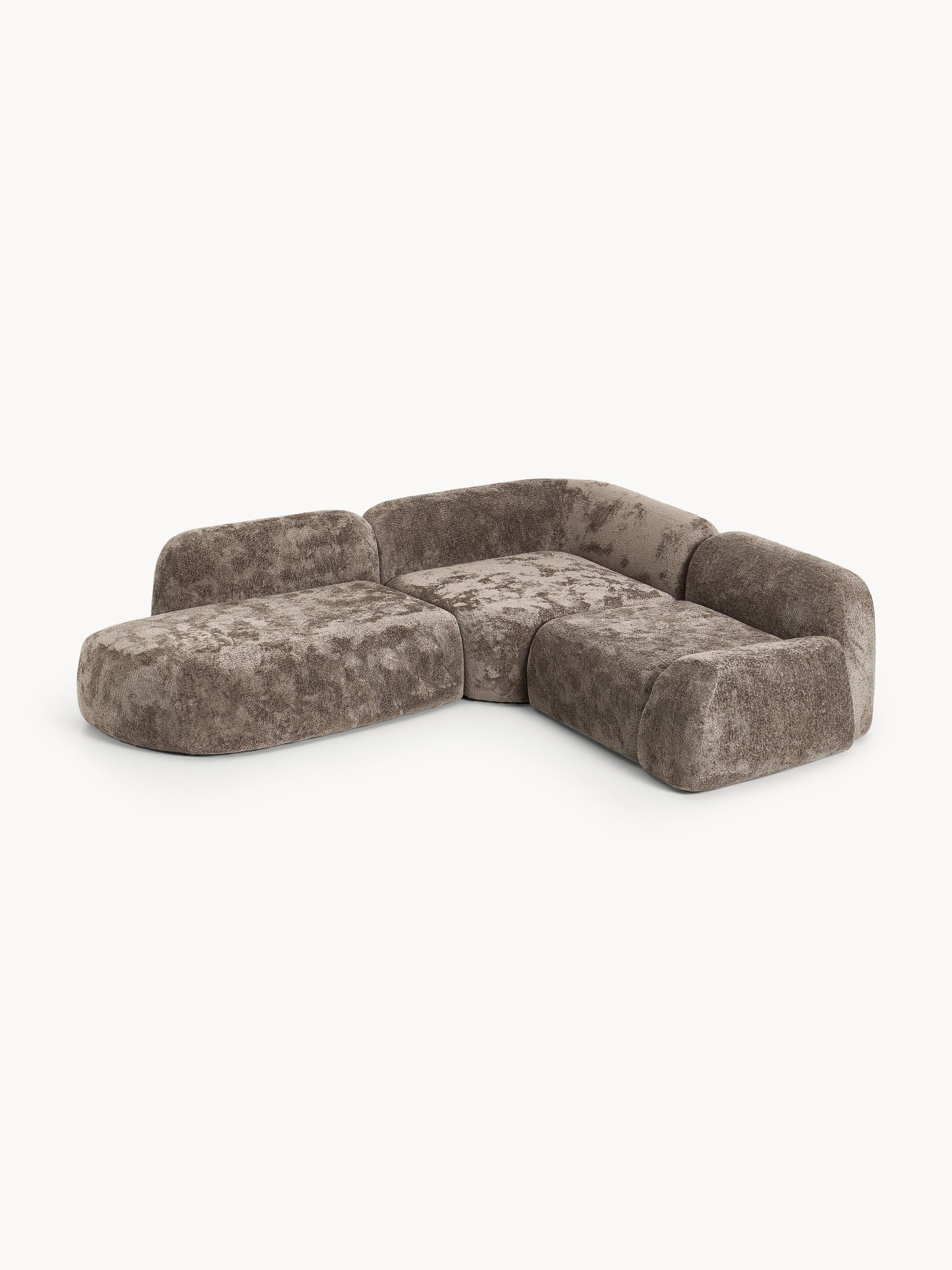 Wolke Modular Teddy Bouclé Corner Sofa (4-Seater) with Chaise Longue