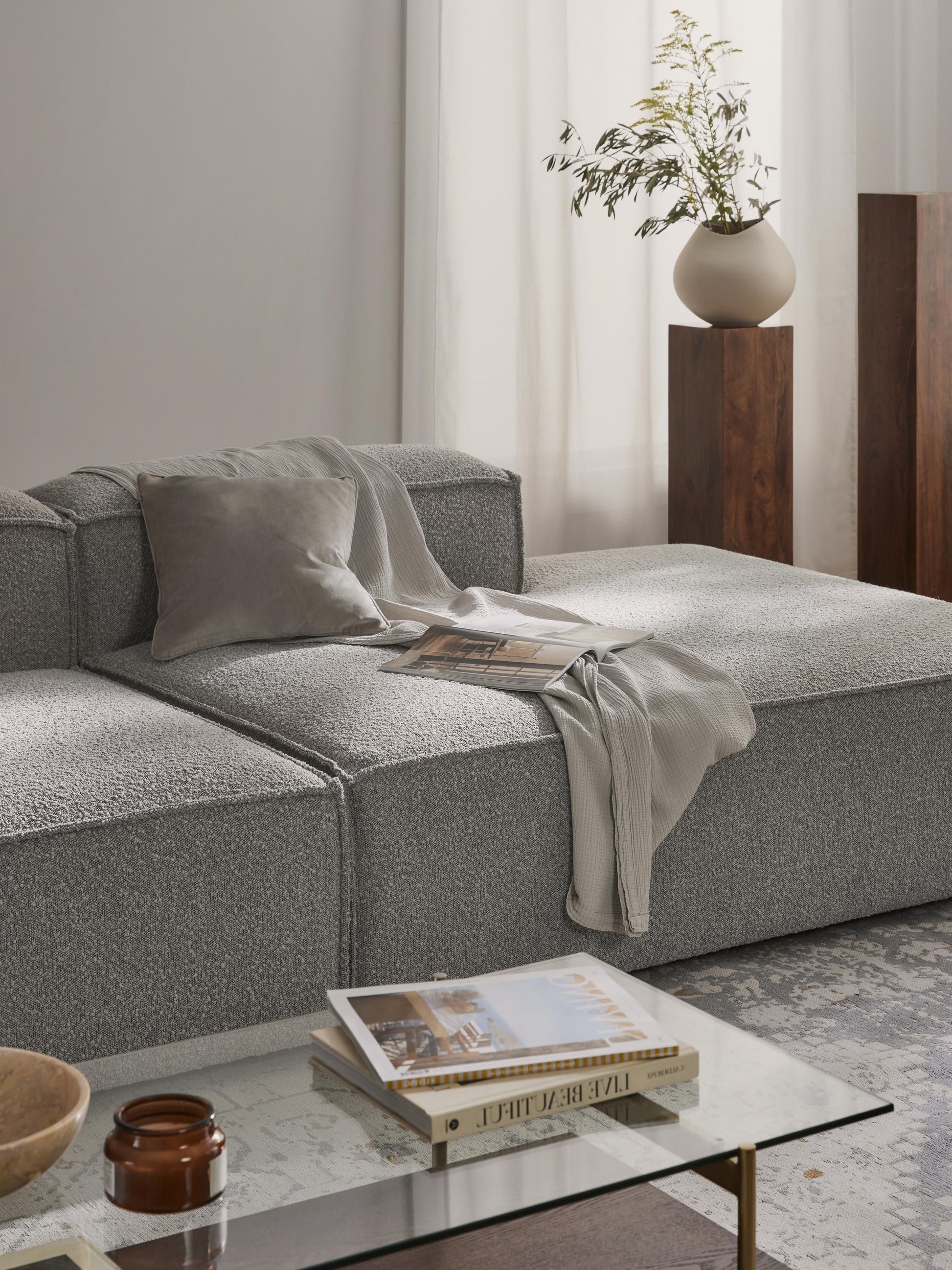 Lennon Ottoman Module in Bouclé