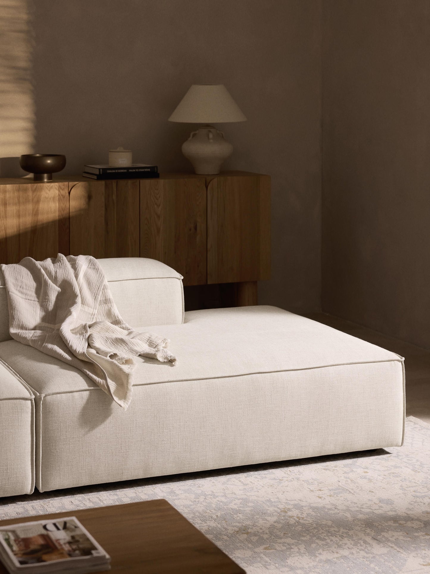 Lennon Ottoman Module in Linen Blend