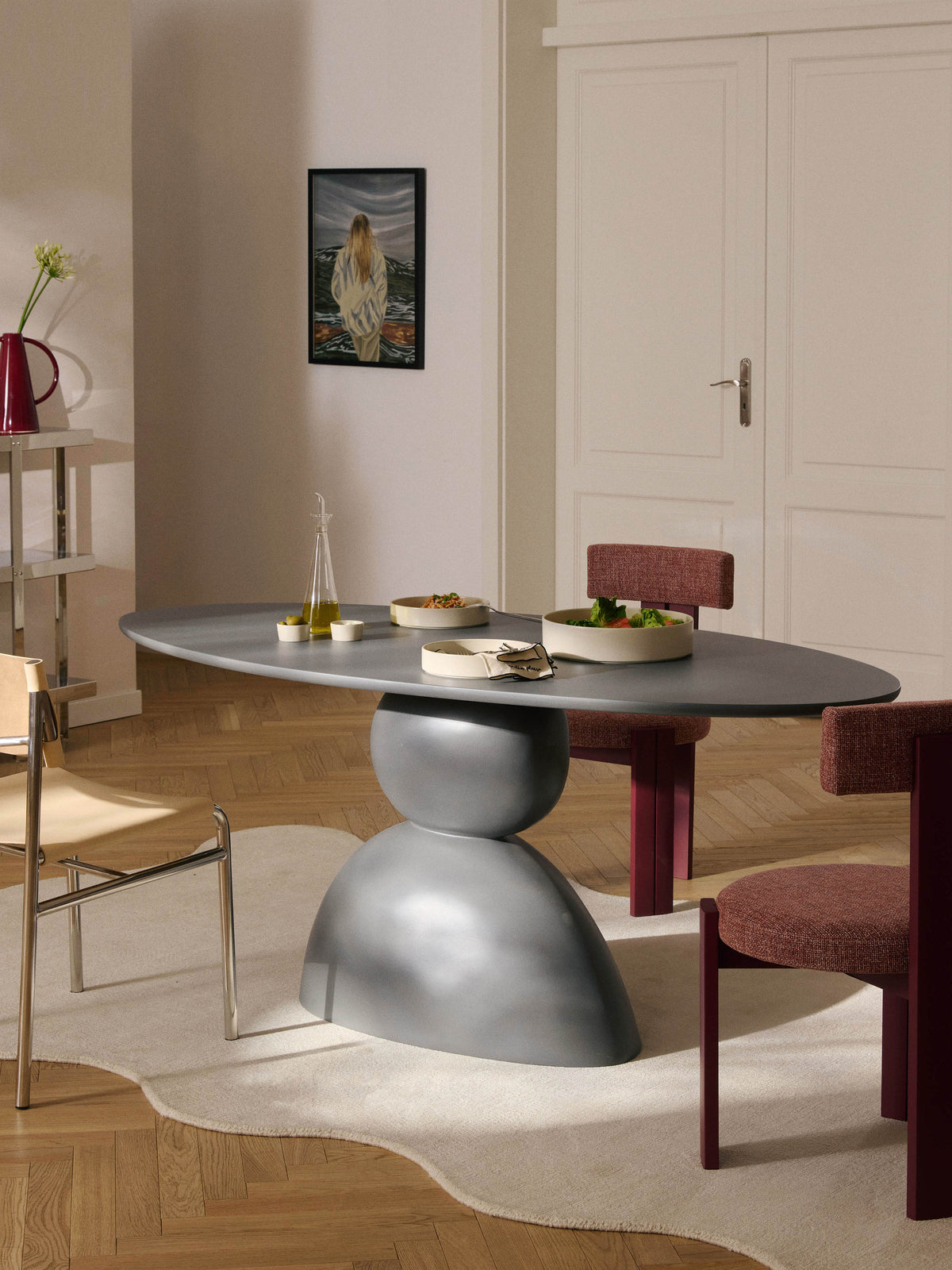 Sahrain Oval Dining Table with Organic Design, 180 x 90 cm