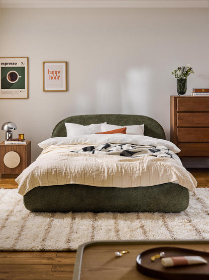 Alba Upholstered Bed in Teddy Bouclé