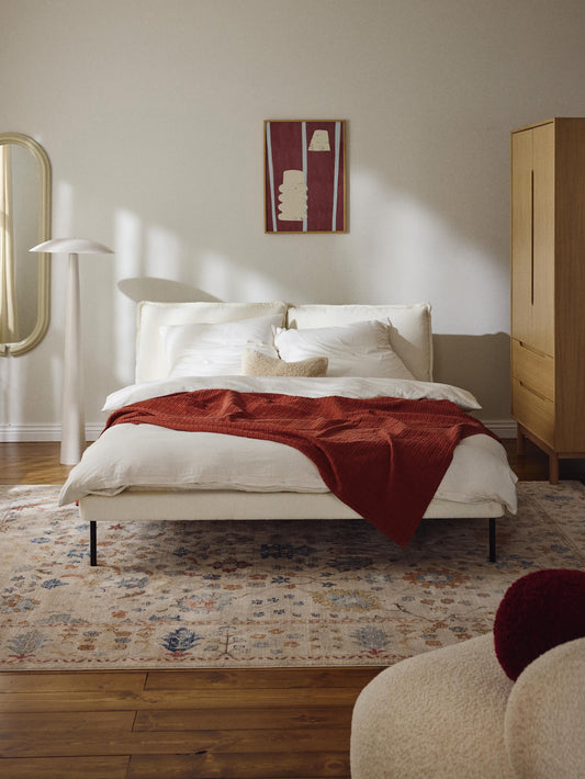 Amelia Upholstered Bed in Teddy Bouclé