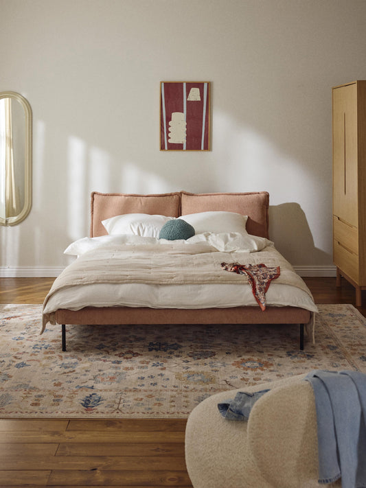 Amelia Upholstered Bed in Teddy Bouclé