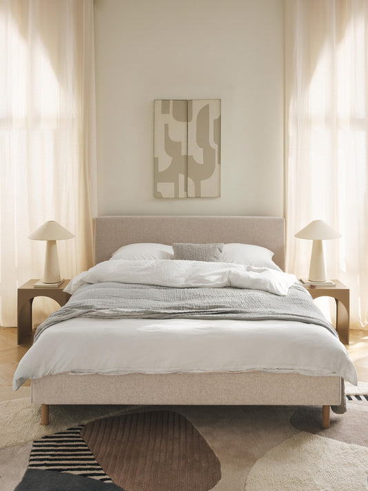 Giulia Upholstered Bed with Wooden Feet