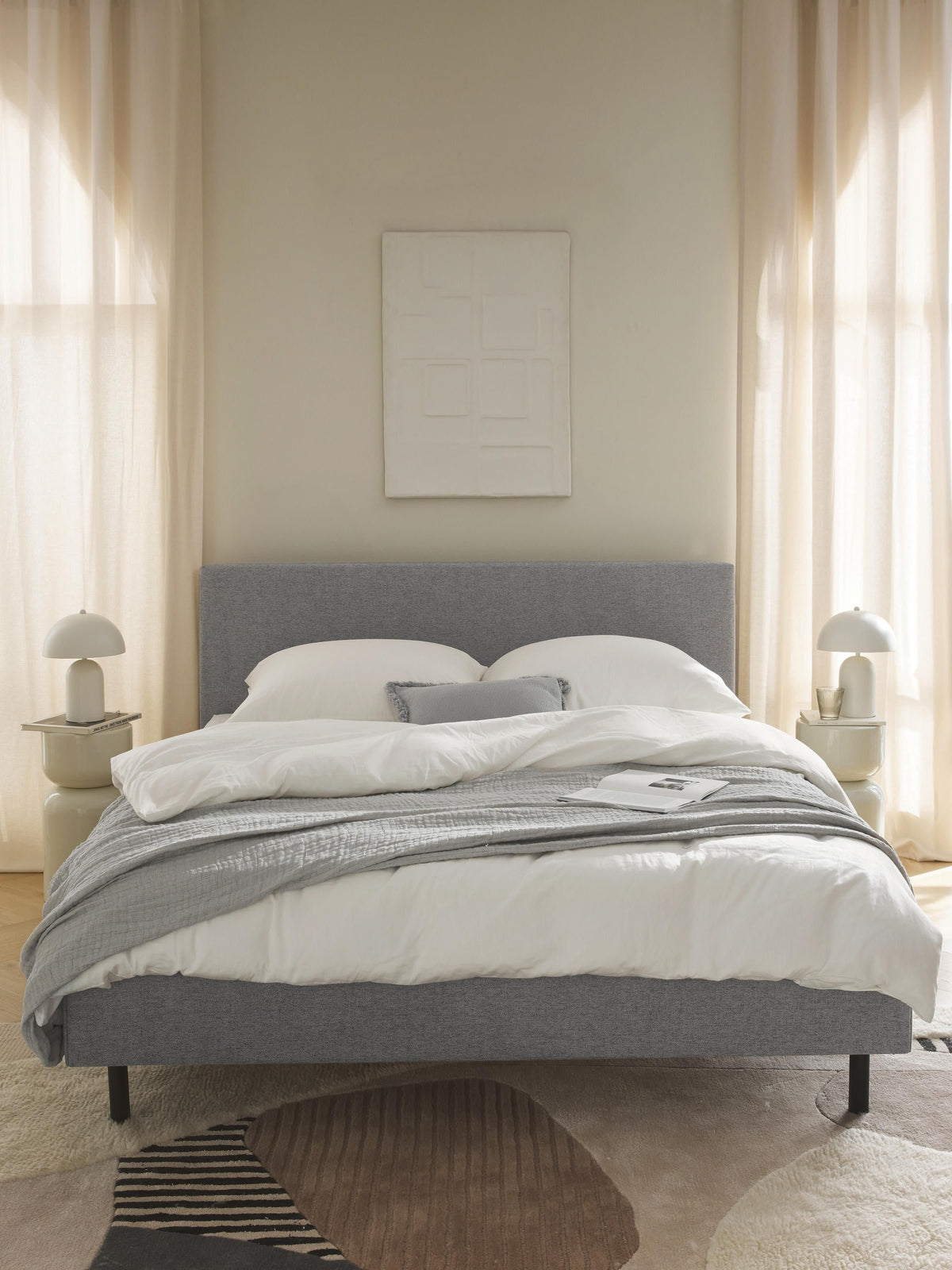 Giulia Upholstered Bed with Wooden Feet