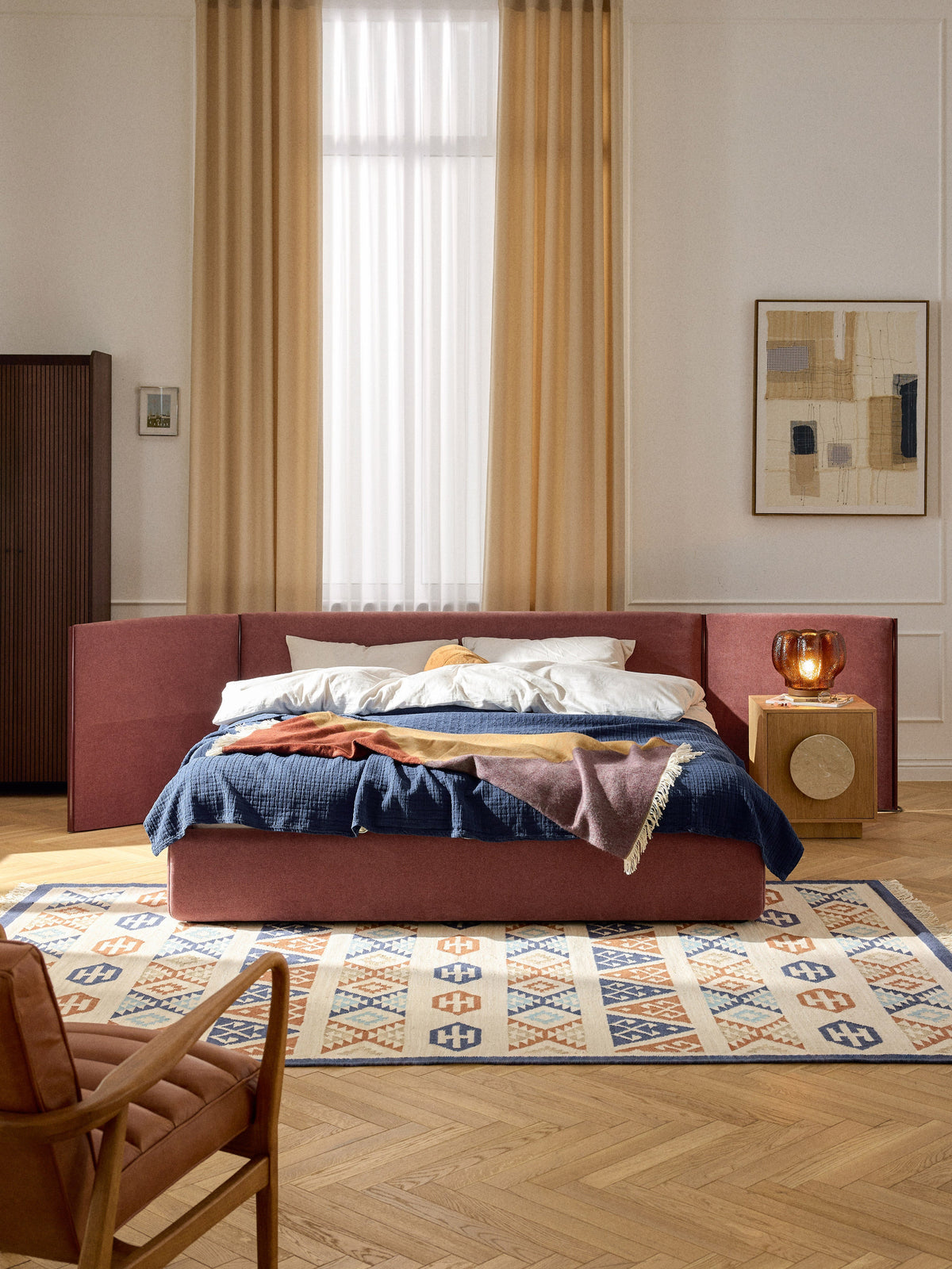 Otis Upholstered Bed with Folding Headboard
