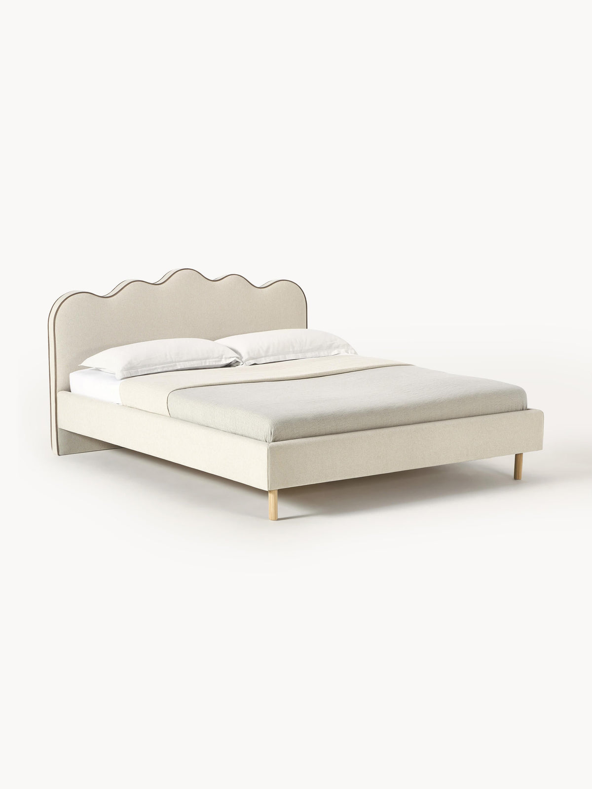 Romy Upholstered Bed with Wavy Headboard