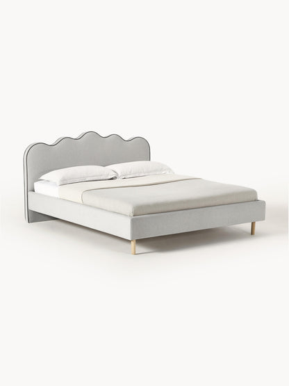Romy Upholstered Bed with Wavy Headboard