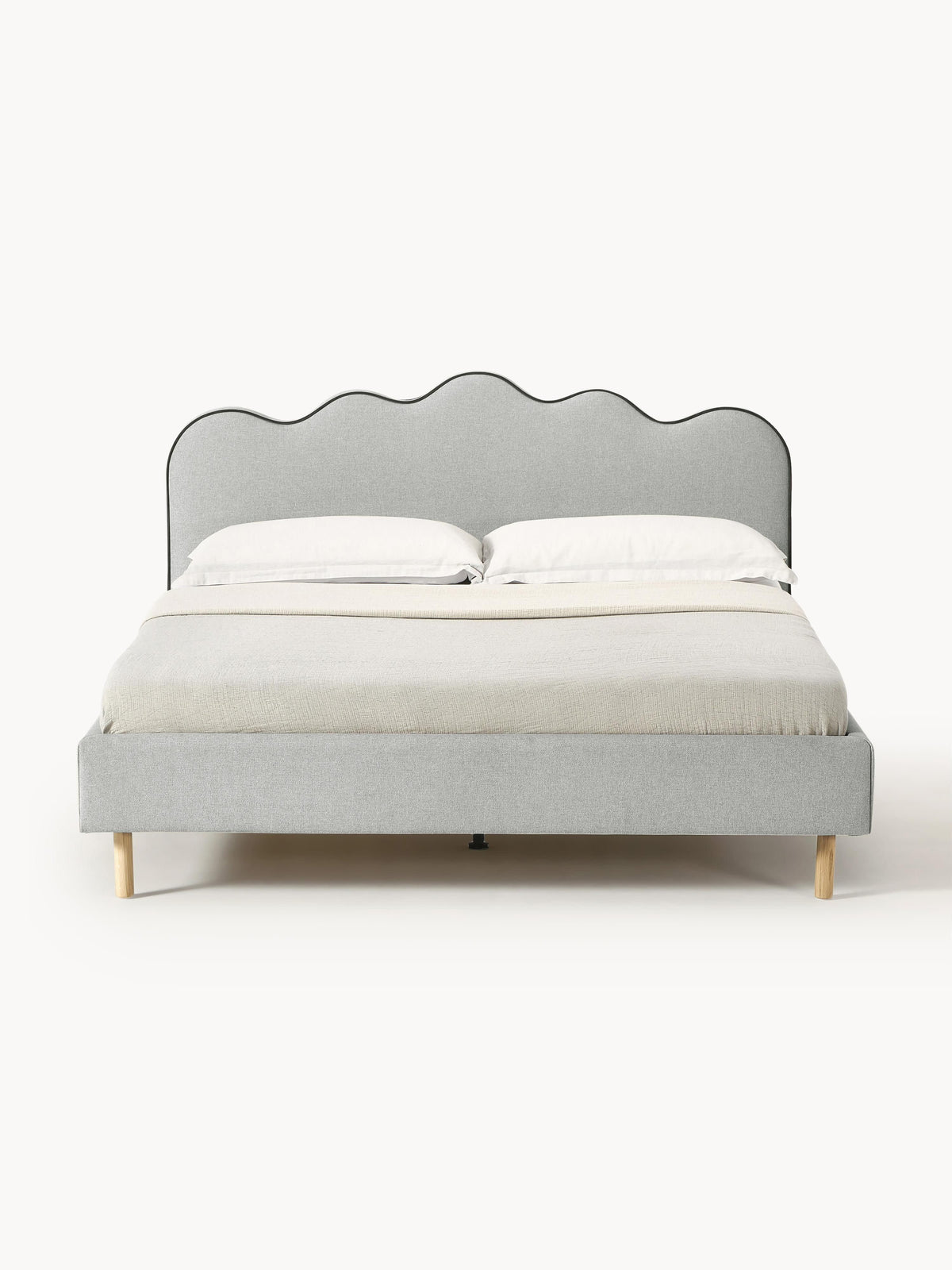 Romy Upholstered Bed with Wavy Headboard