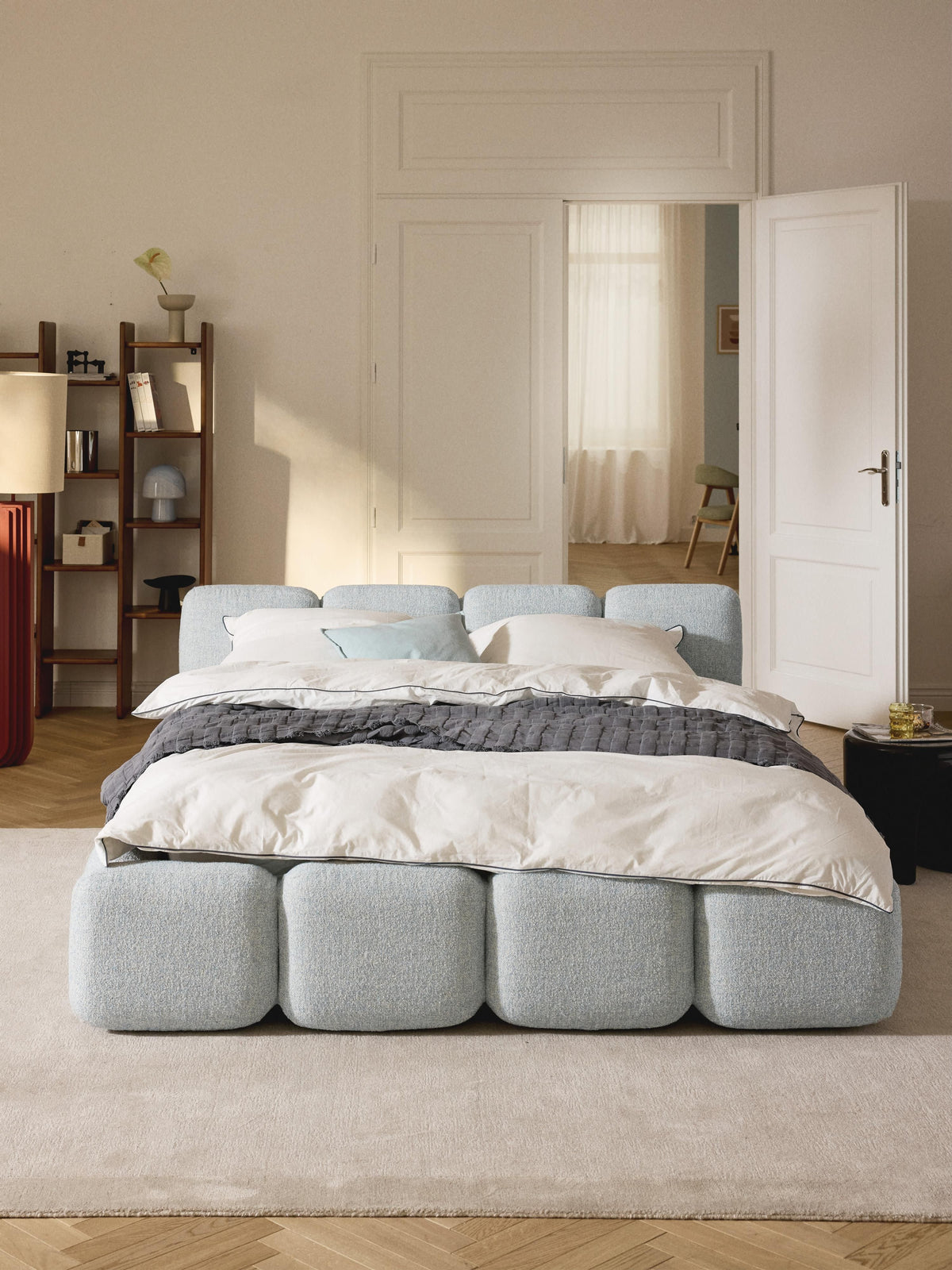 Tayla Upholstered Bed in Bouclé