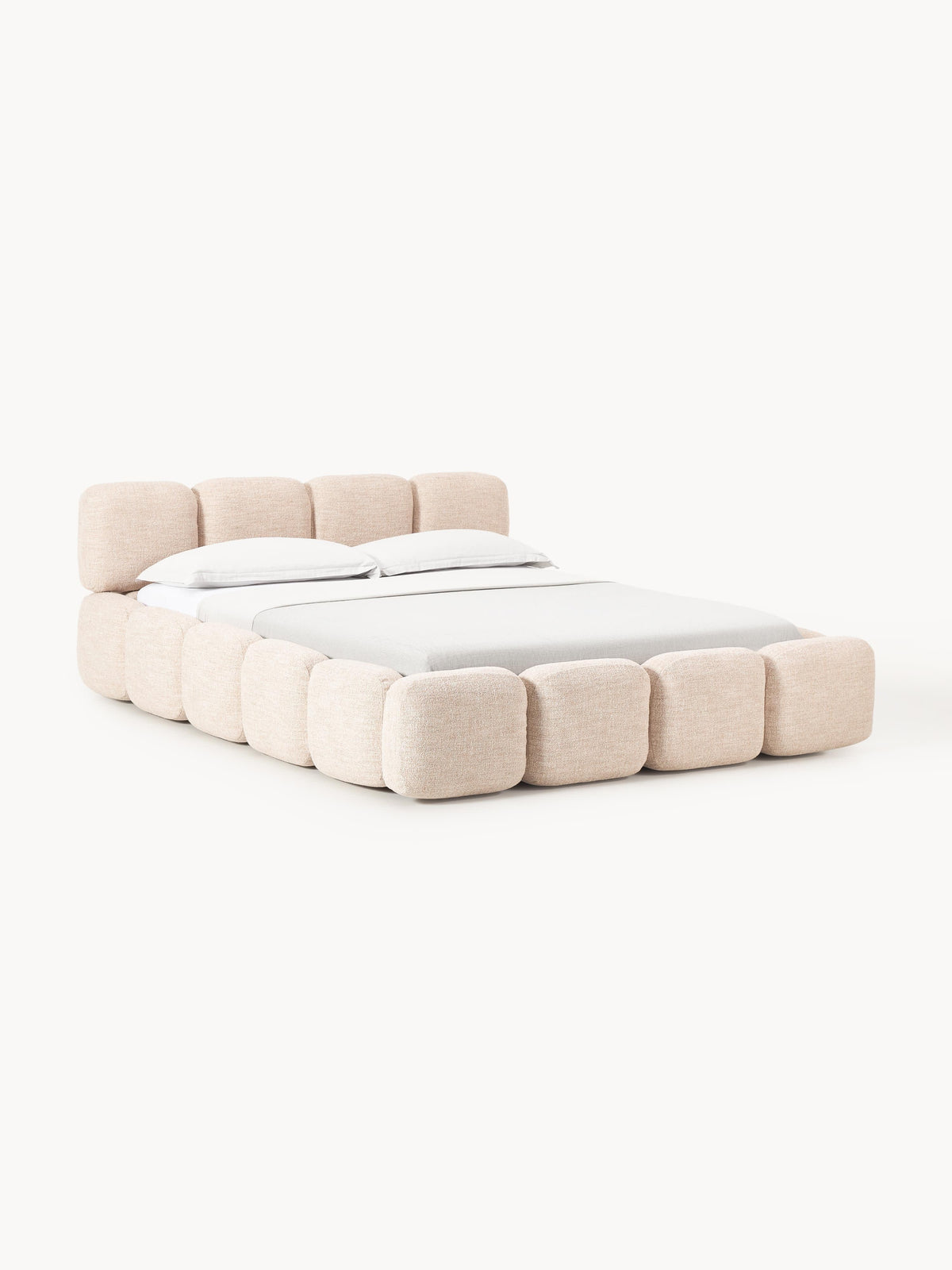 Tayla Upholstered Bed in Bouclé with Storage