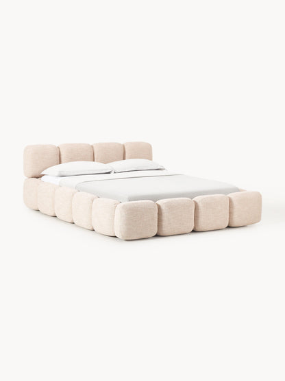 Tayla Upholstered Bed in Bouclé with Storage