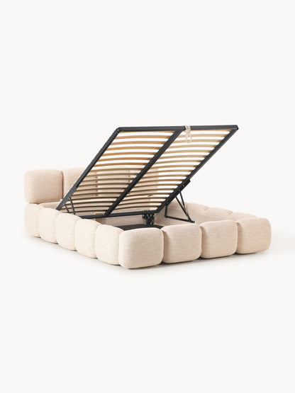 Tayla Upholstered Bed in Bouclé with Storage