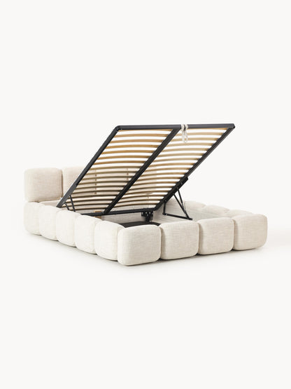 Tayla Upholstered Bed in Bouclé with Storage