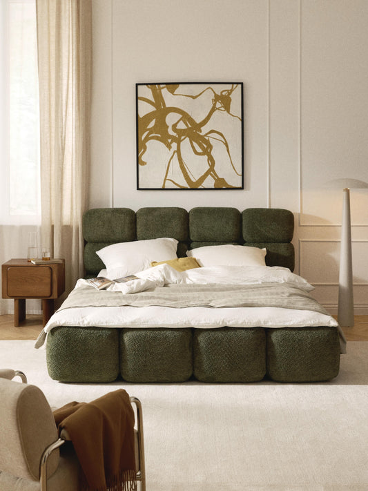 Tayla Upholstered Bed in Teddy Bouclé