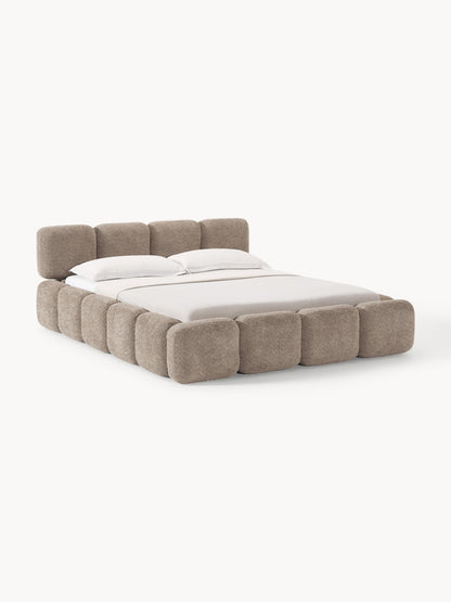 Tayla Upholstered Bed in Teddy Bouclé with Storage
