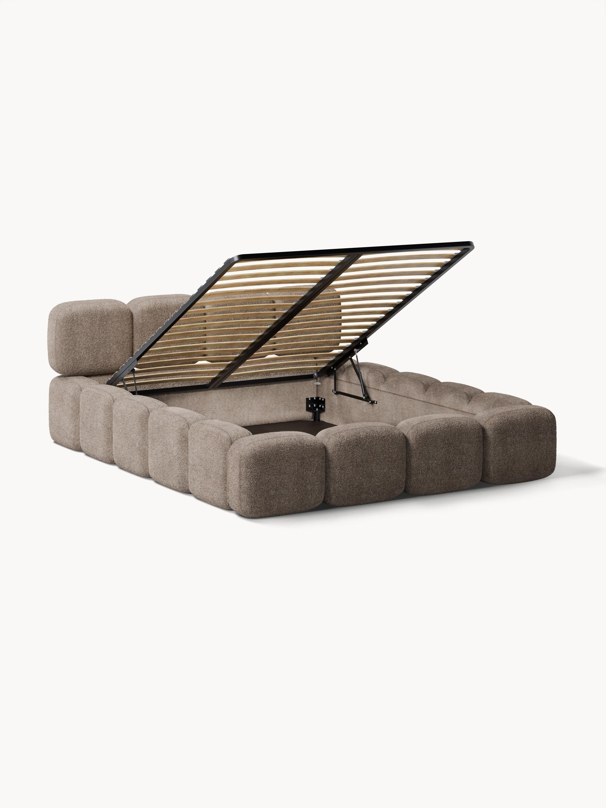 Tayla Upholstered Bed in Teddy Bouclé with Storage