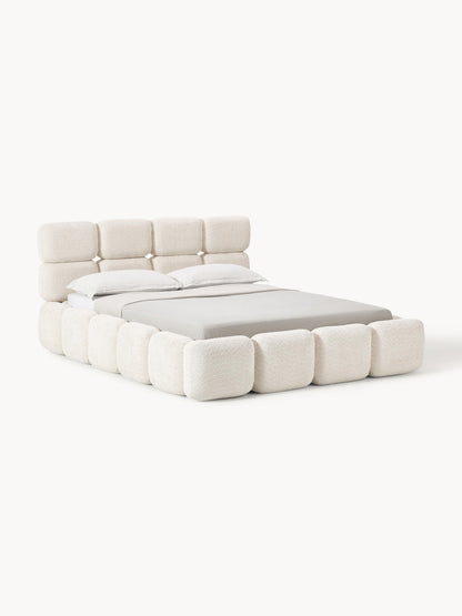 Tayla Upholstered Bed in Teddy Bouclé with Storage