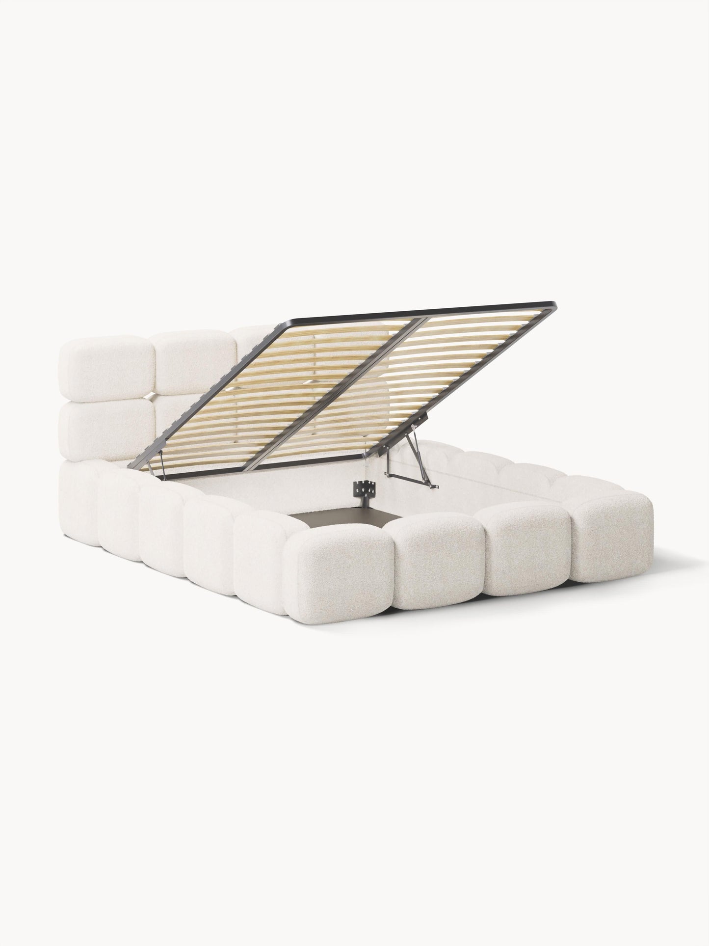 Tayla Upholstered Bed in Teddy Bouclé with Storage