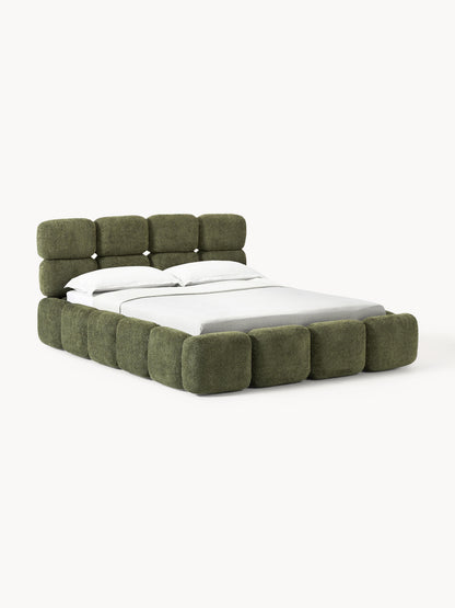 Tayla Upholstered Bed in Teddy Bouclé with Storage