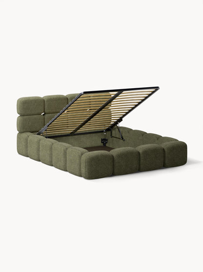 Tayla Upholstered Bed in Teddy Bouclé with Storage
