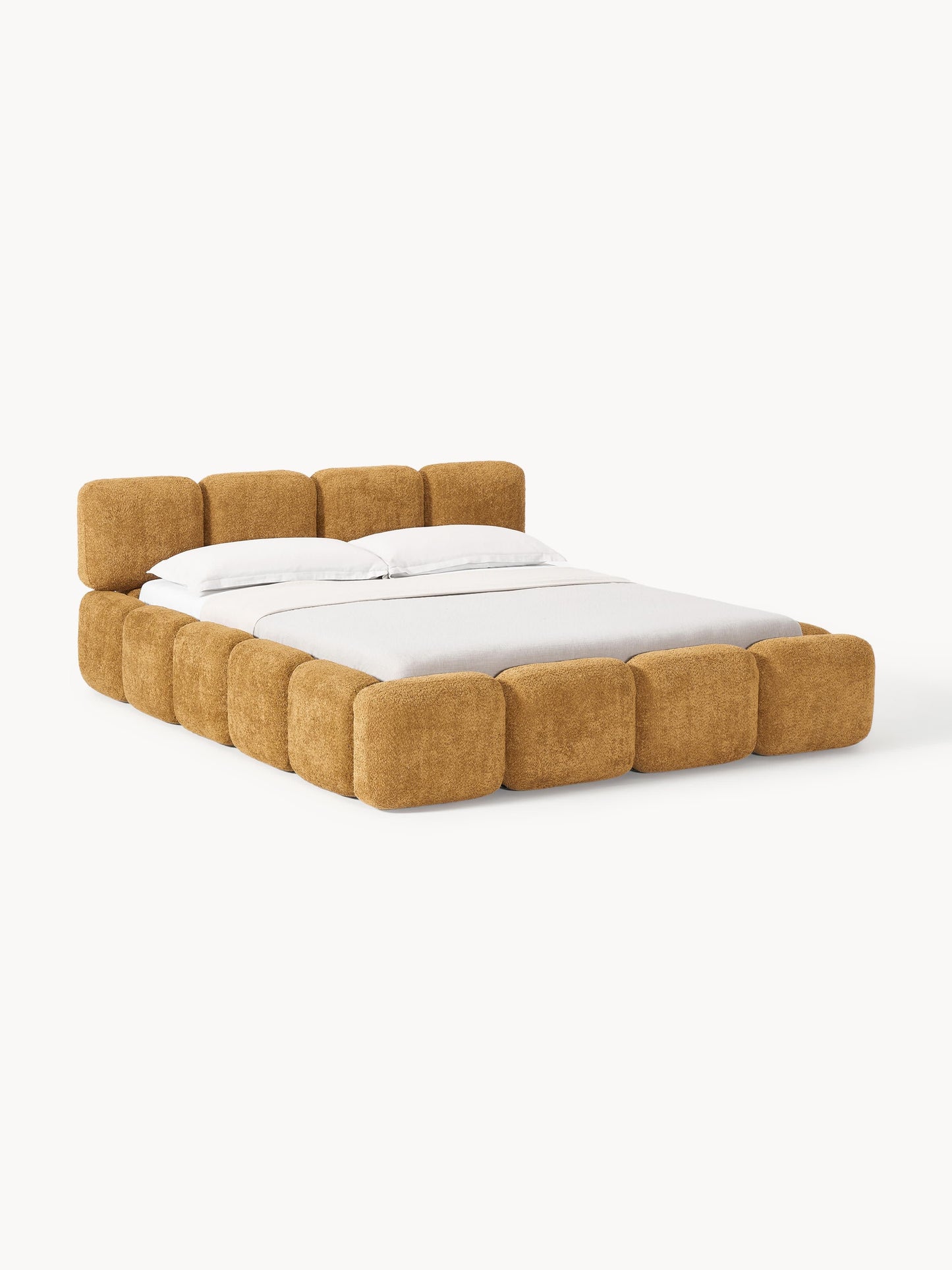 Tayla Upholstered Bed in Teddy Bouclé with Storage
