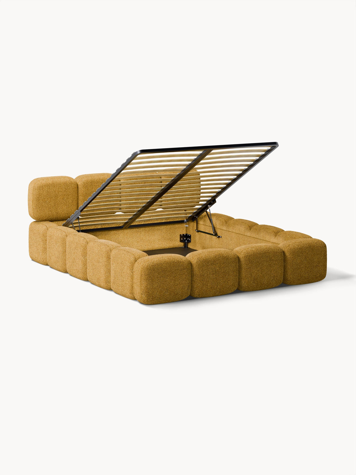 Tayla Upholstered Bed in Teddy Bouclé with Storage