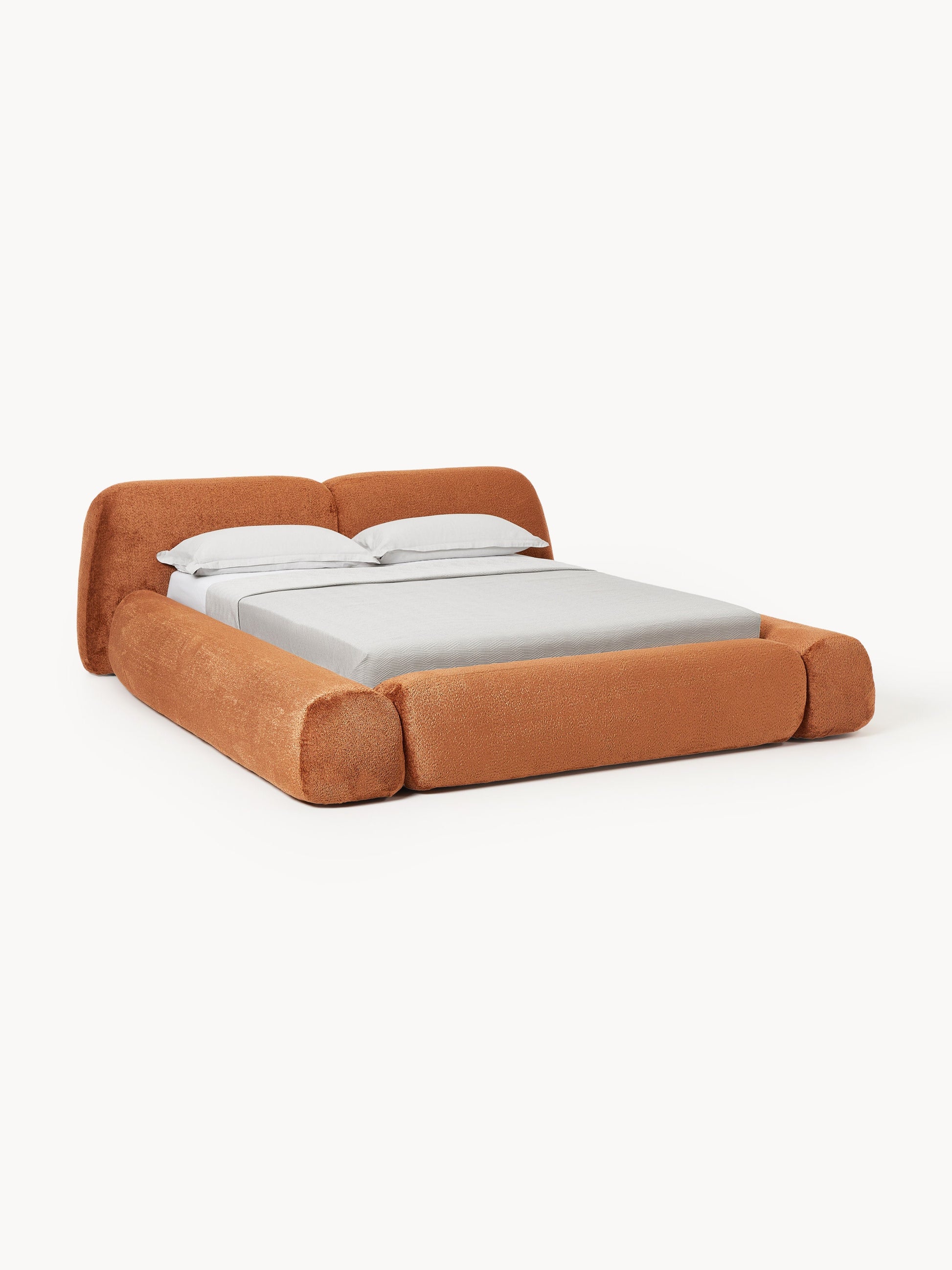 Wolke Upholstered Bed in Teddy Bouclé with Storage