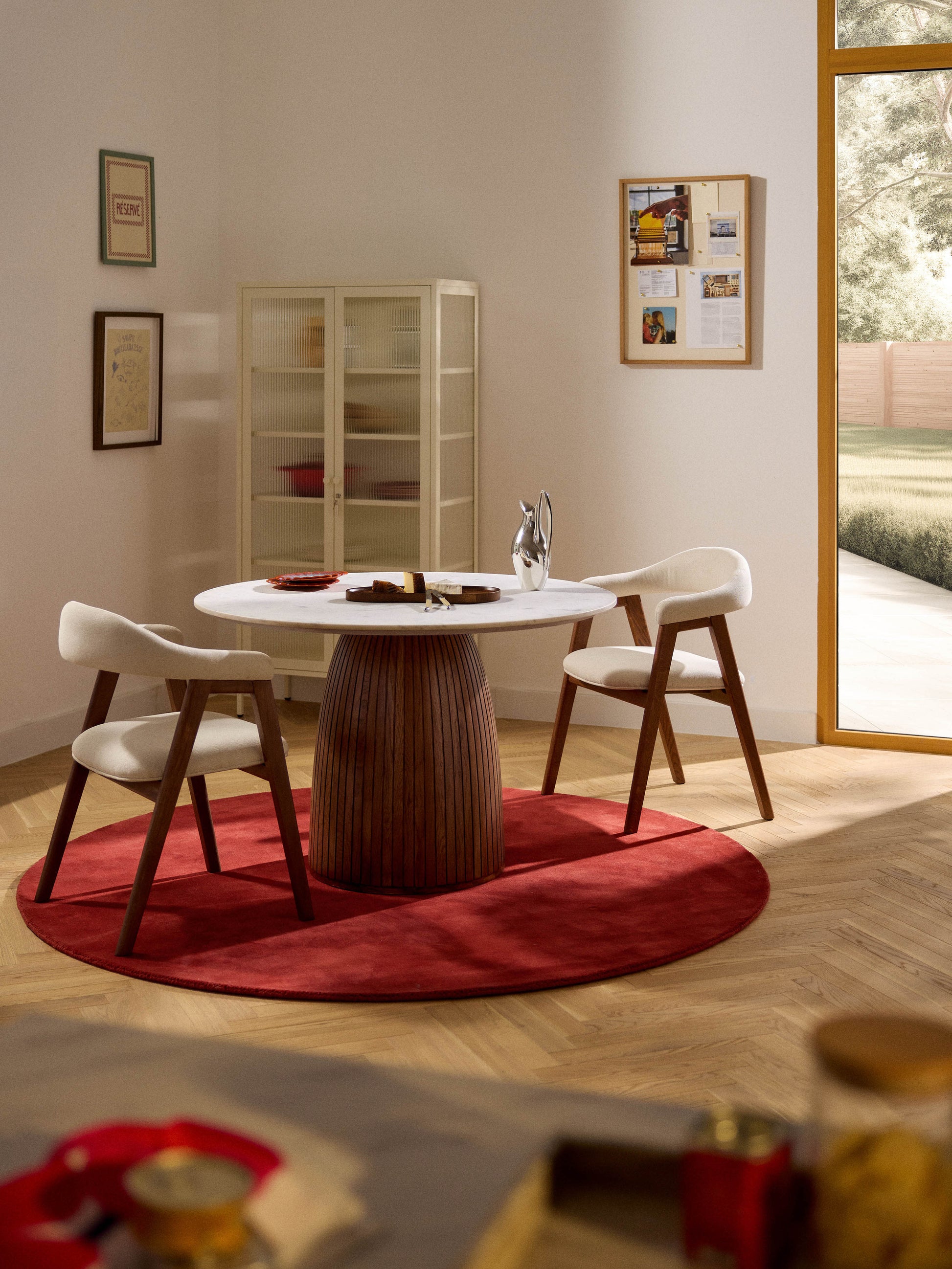 Nelly Round Dining Table with Marble Tabletop, Ø 115 cm