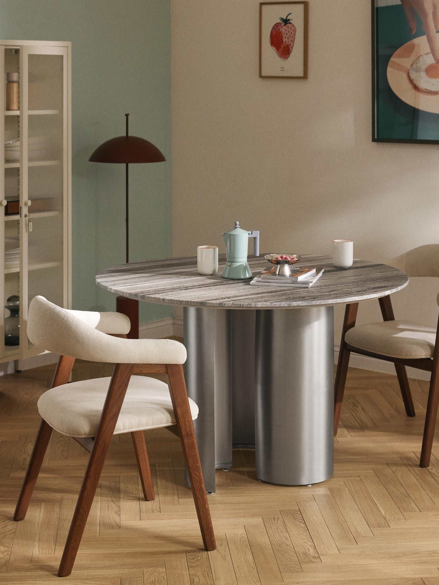 Noam Round Dining Table with Marble Tabletop, Ø 120 cm